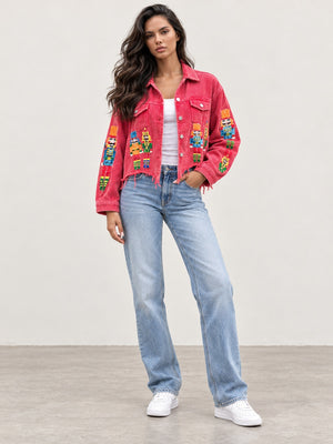 Nutcracker Graphic Cropped Jacket