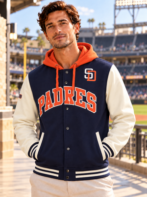 San Diego Padres Navy and Orange Button Up Jacket