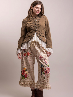 Boho Lace Ruffle Military Jacket