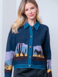 Western Desert Horse Knit Navy Cardigan