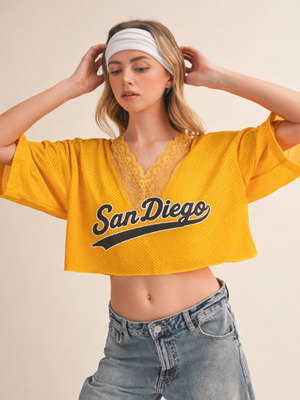 San Diego Womens T-Shirt Cropped Jersey