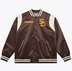 San Diego Padres Bomber Jacket Brown and White