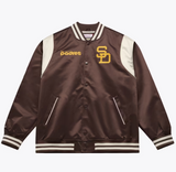 San Diego Padres Bomber Jacket Brown and White