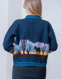 Western Desert Horse Knit Navy Cardigan