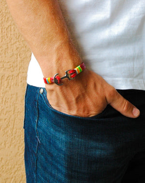 Red Leather Anchor Bracelet