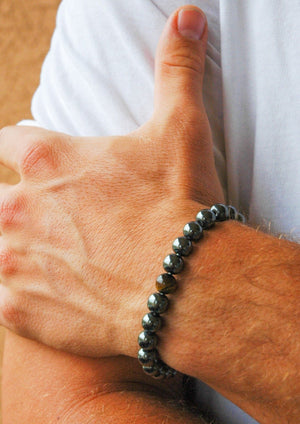 Hematite Tiger's Eye Beaded Bracelet