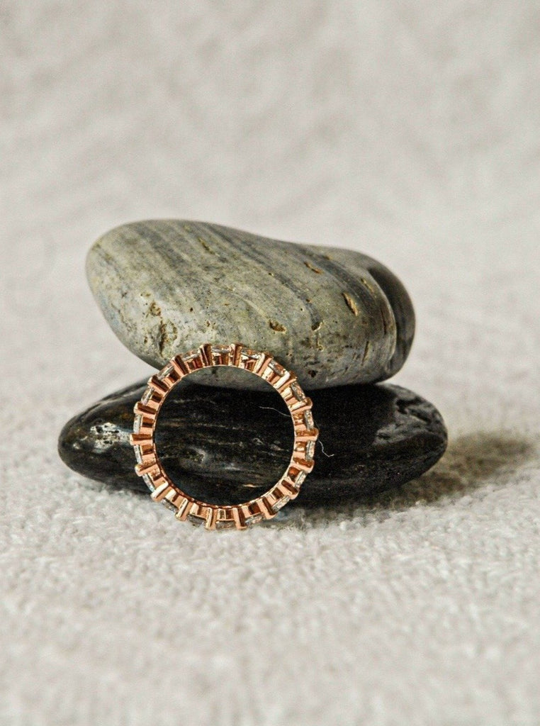 CZ Studded Band Ring Rose Gold