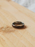 Men's Koa Wood and Stainless Steal Ring - Thin Band