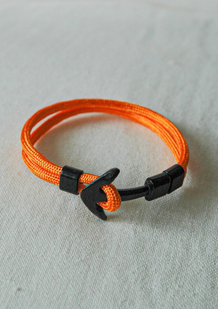 Orange and Black Anchor Bracelet