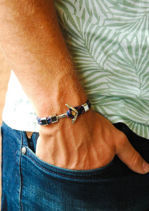 Blue and Red Anchor Bracelet