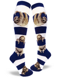 Sloth Stripe Navy Knee High Socks