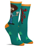 True Bob Ross Green Crew Socks