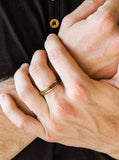 Men's Koa Wood and Stainless Steal Ring - Thin Band