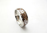 Stainless Steel Ring w/ Koa Wood Tribal Design