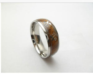 Stainless Steel Turtle Ring w/ Koa Wood